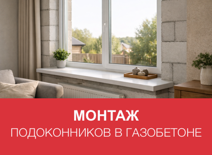 Выбор и монтаж подоконников в газобетонных домах в Новгороде